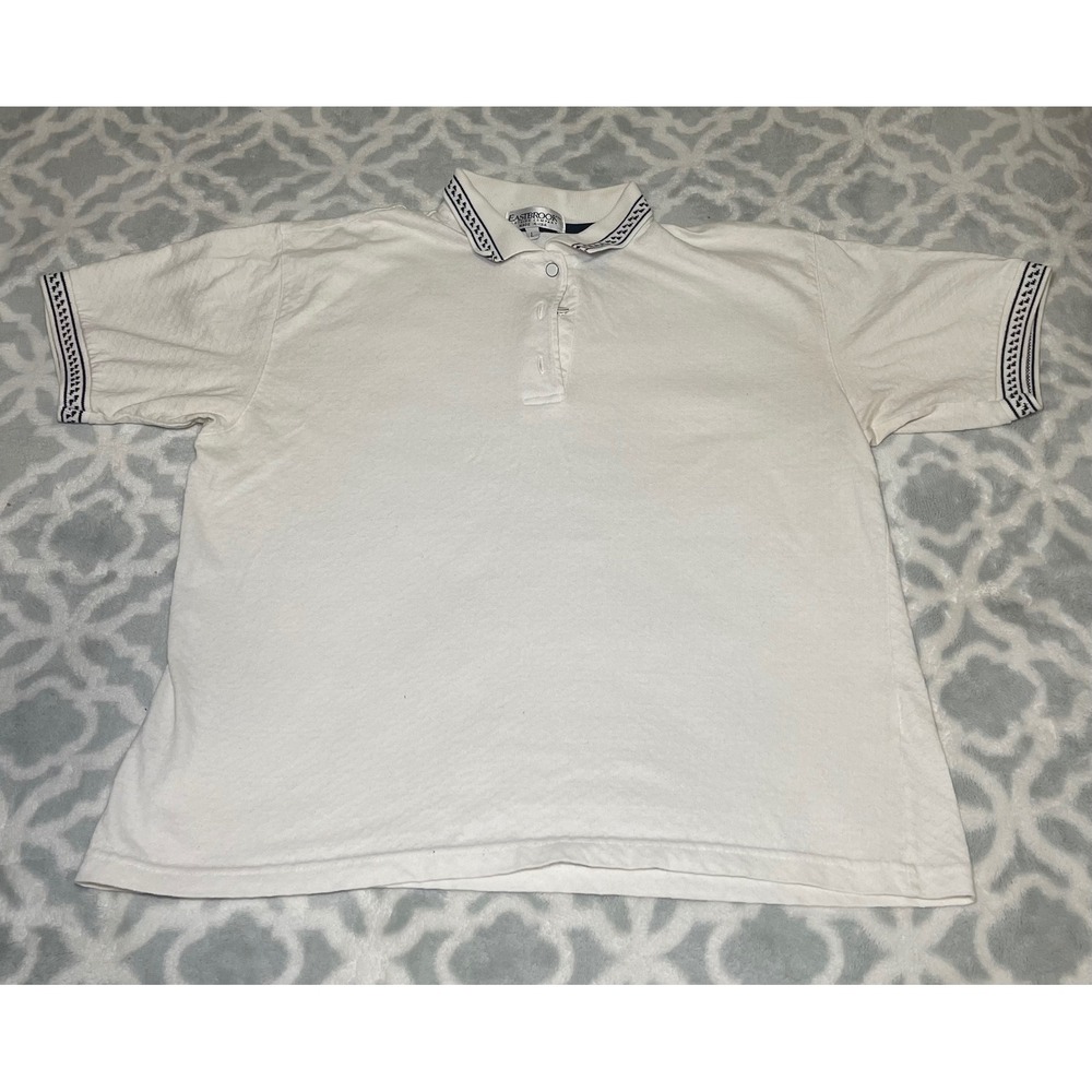 Eastbrook Clothing Company Mens White Textured Knit Polo Shirt Made in USA L